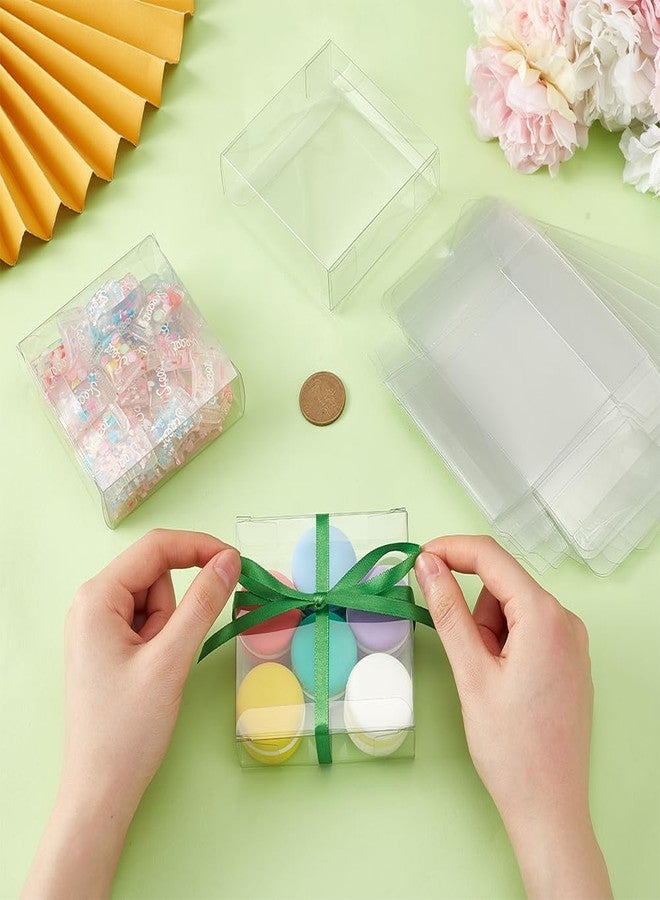 BENECREAT 20Pcs Clear Gift Boxes, 3.5x3.5x1.2inch PVC Wedding Favour Boxes for Candy Chocolate, Birthday Present Contains, Party Favor, Festival Gift Packaging - Image 3